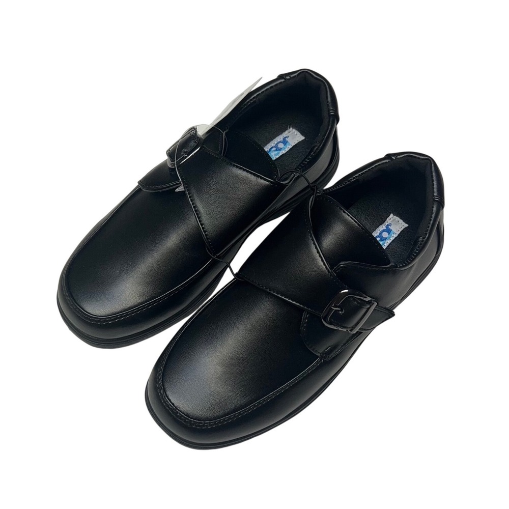 Josmo Boys Back to School Shoes Sz 3 Big Kid Black Strap Buckle Loafers New